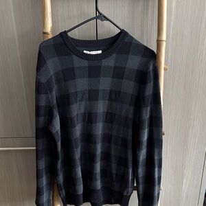 Original Penguin Black and Gray Plaid Crewneck Sweater